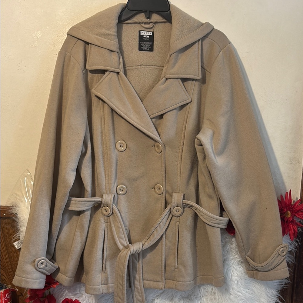 Women's Tan Double-Breasted Jacket